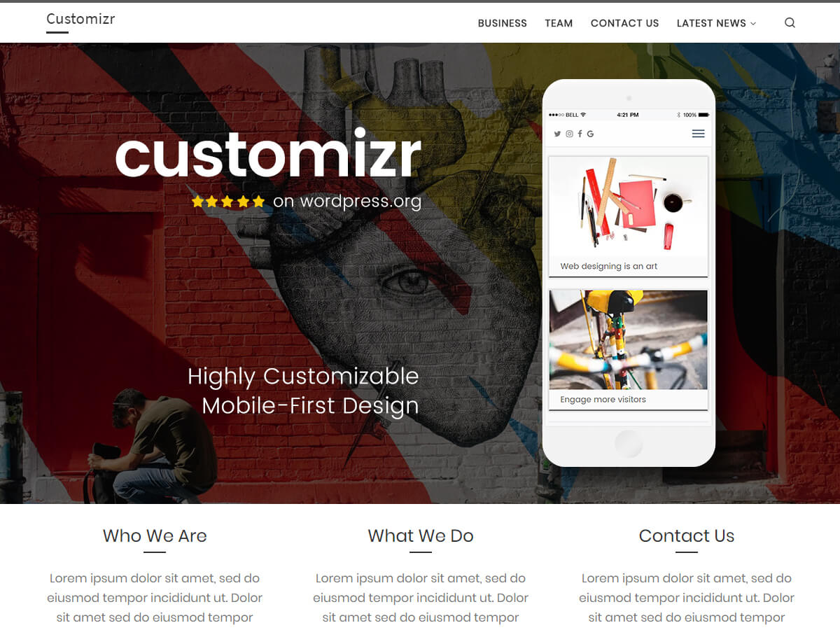 Customizr è un tema pulito e responsivo